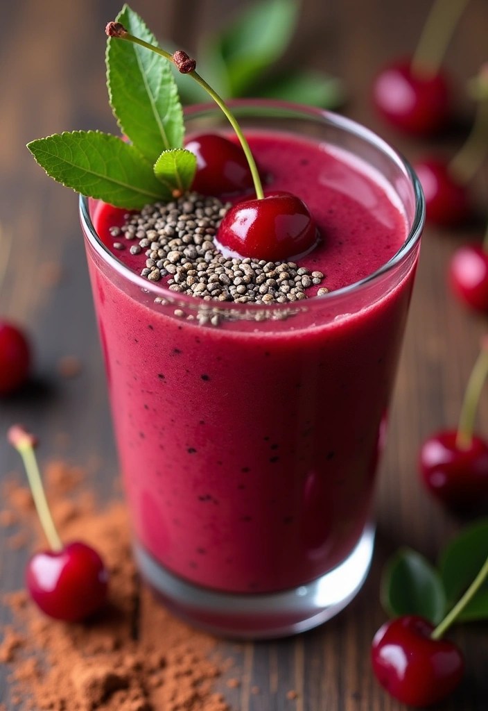 12 Protein-Packed Vegan Smoothies That Taste Like Dessert (Wait Until You Try #7!) - 8. Chocolate Cherry Protein Smoothie