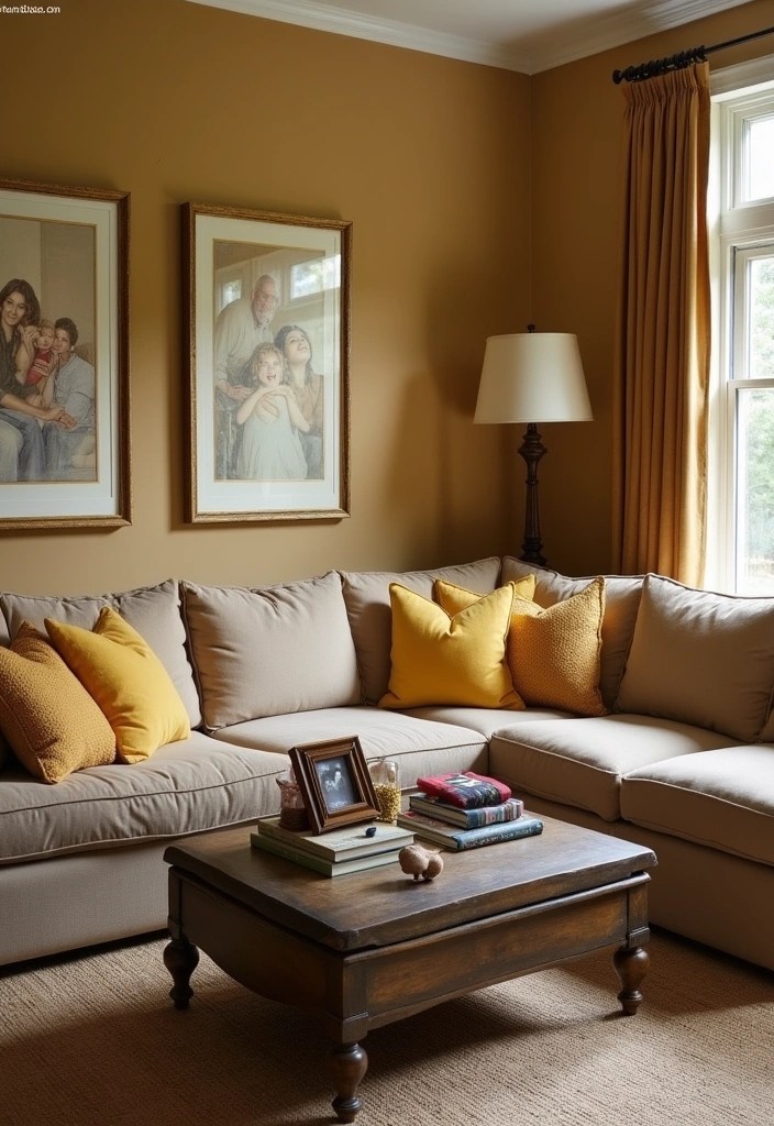 15 Rococo Revival Color Palettes That Will Make Your Home Feel Like a Dream! - 10. Warm Taupe and Golden Yellow