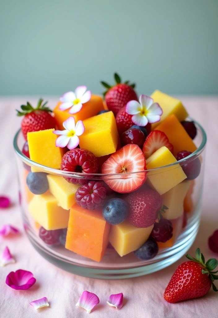 17 Aesthetic & Delicious Mother’s Day Brunch Recipes – Pretty, Tasty & Totally Impressive! (#5 is a Showstopper!) - 4. Floral Fruit Salad