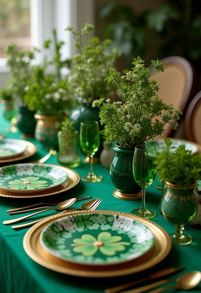 18 Aesthetic & Fun St. Patrick's Day Party Ideas – Festive, Trendy & Shamrock-Chic! (#15 is a Must-Try!) - 10. Themed Table Settings