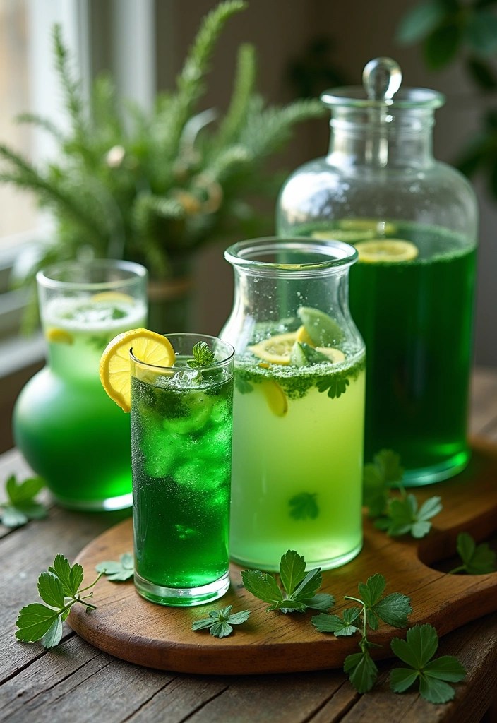 18 Aesthetic & Fun St. Patrick's Day Party Ideas – Festive, Trendy & Shamrock-Chic! (#15 is a Must-Try!) - 9. Green-Themed Drinks Station