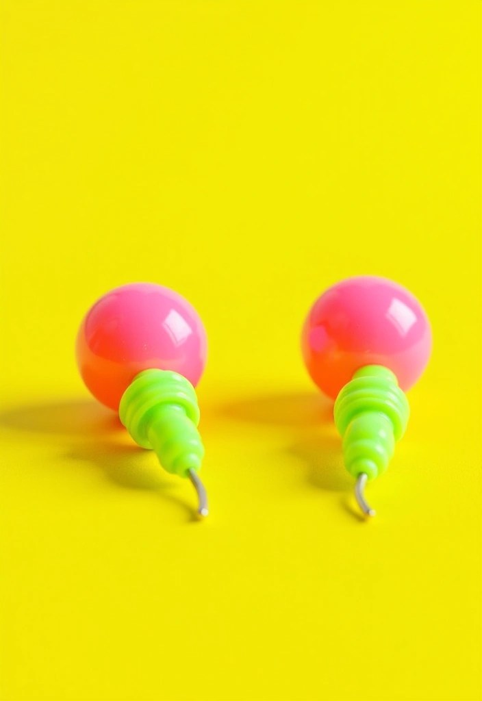 30+ Stunning Earring Trends: Hoop, Stud, and Statement Styles You Need to Try - 12. Neon Accents