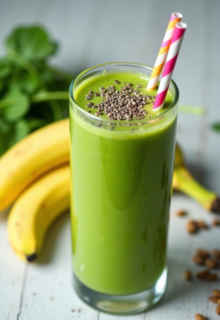 16 Energizing Healthy Meat Free Breakfasts to Start Your Day Right! - 15. Energy-Boosting Smoothie with Spinach and Banana
