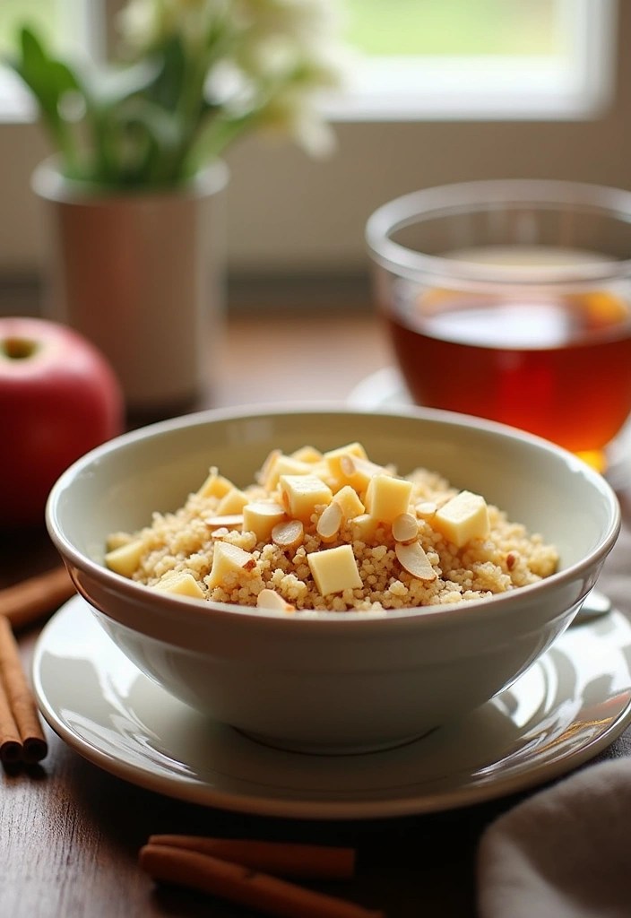 16 Energizing Healthy Meat Free Breakfasts to Start Your Day Right! - 3. Quinoa Breakfast Bowl with Almonds and Apples