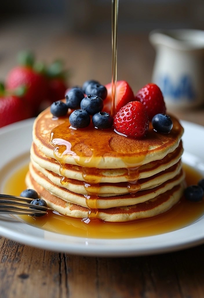 16 Energizing Healthy Meat Free Breakfasts to Start Your Day Right! - 6. Fluffy Vegan Pancakes with Maple Syrup