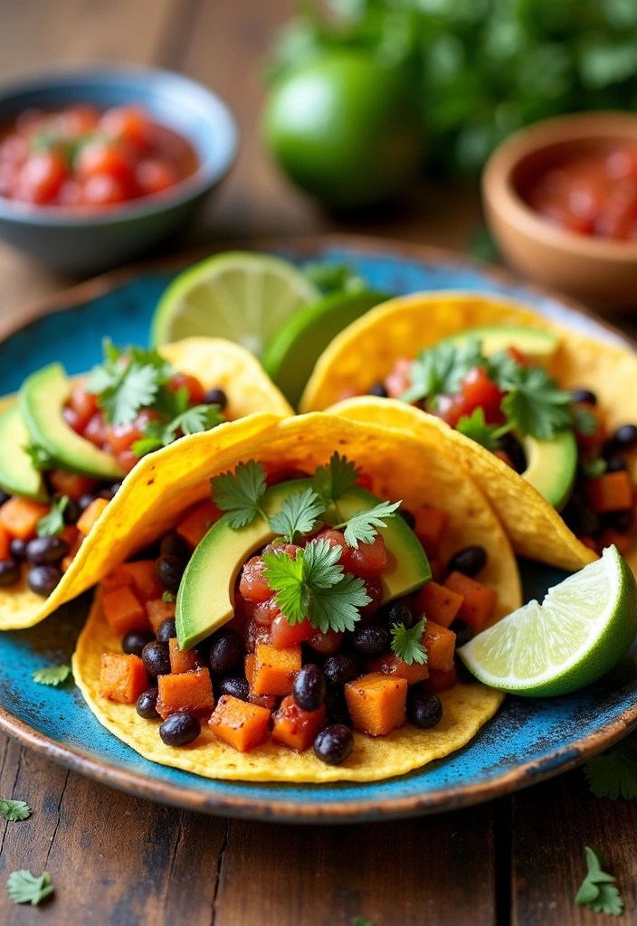 16 Energizing Healthy Meat Free Breakfasts to Start Your Day Right! - 8. Sweet Potato and Black Bean Breakfast Tacos