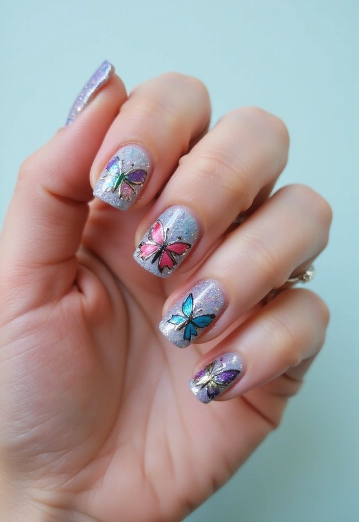Butterfly Glaze & Aura Tips: Spring’s Most Viral Nail Designs for a Fresh Manicure! 🌼 - 15. Mixed Media Butterfly Art