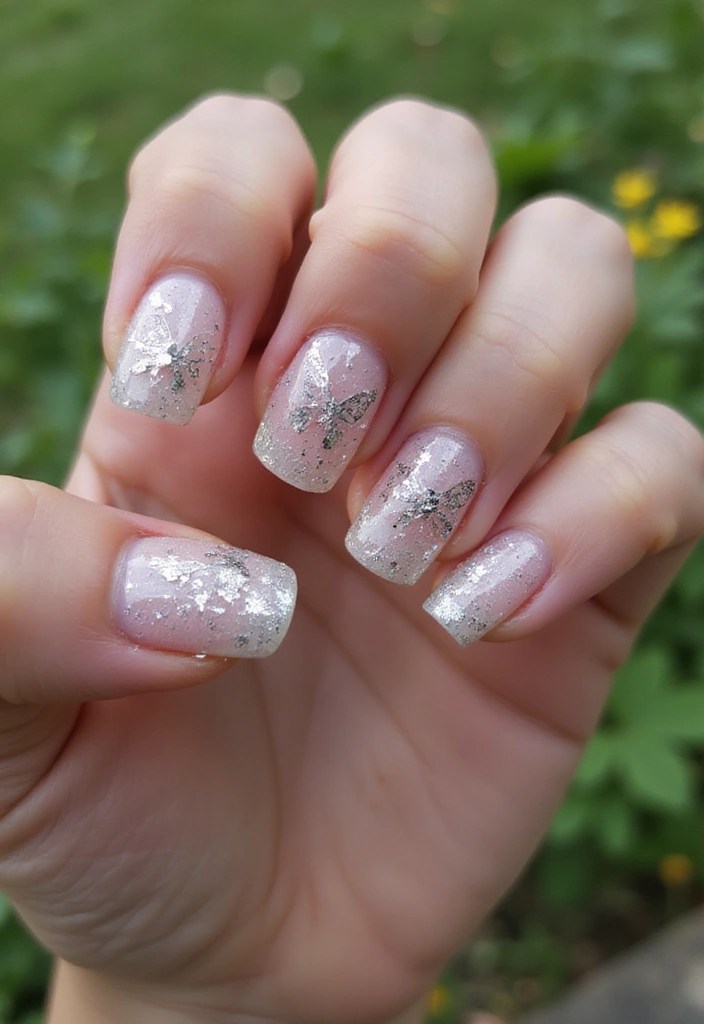 Butterfly Glaze & Aura Tips: Spring’s Most Viral Nail Designs for a Fresh Manicure! 🌼 - 5. Glittering Butterfly Trails