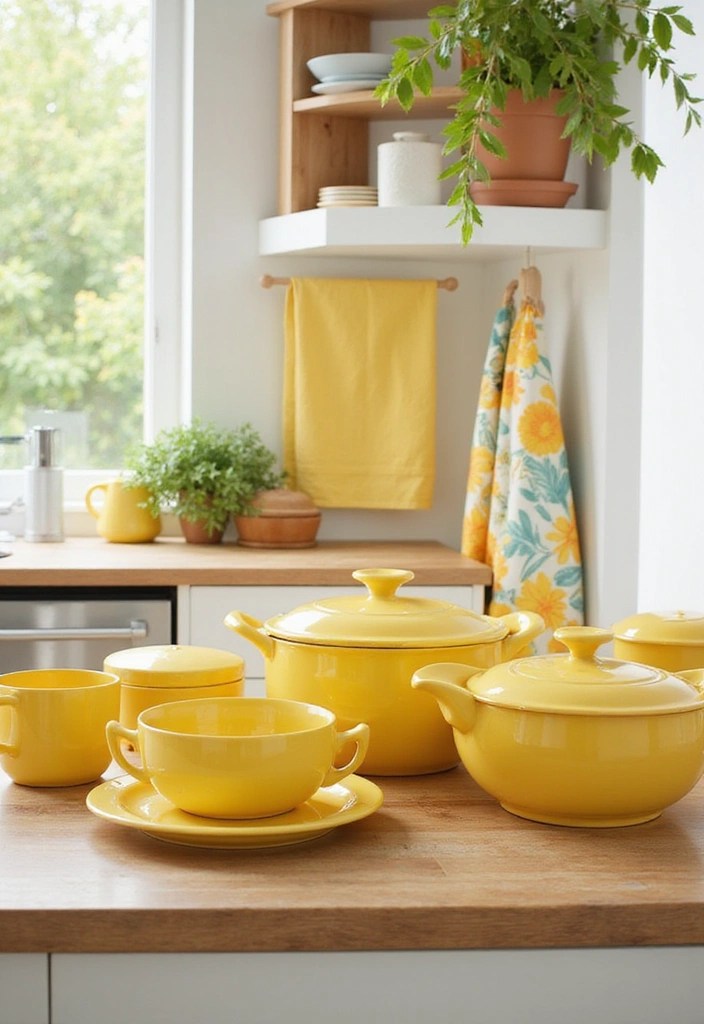 Feel the Sunshine: 8 Butter Yellow Accents to Brighten Your Home This Season! - 8. Cheerful Butter Yellow Kitchen Accessories