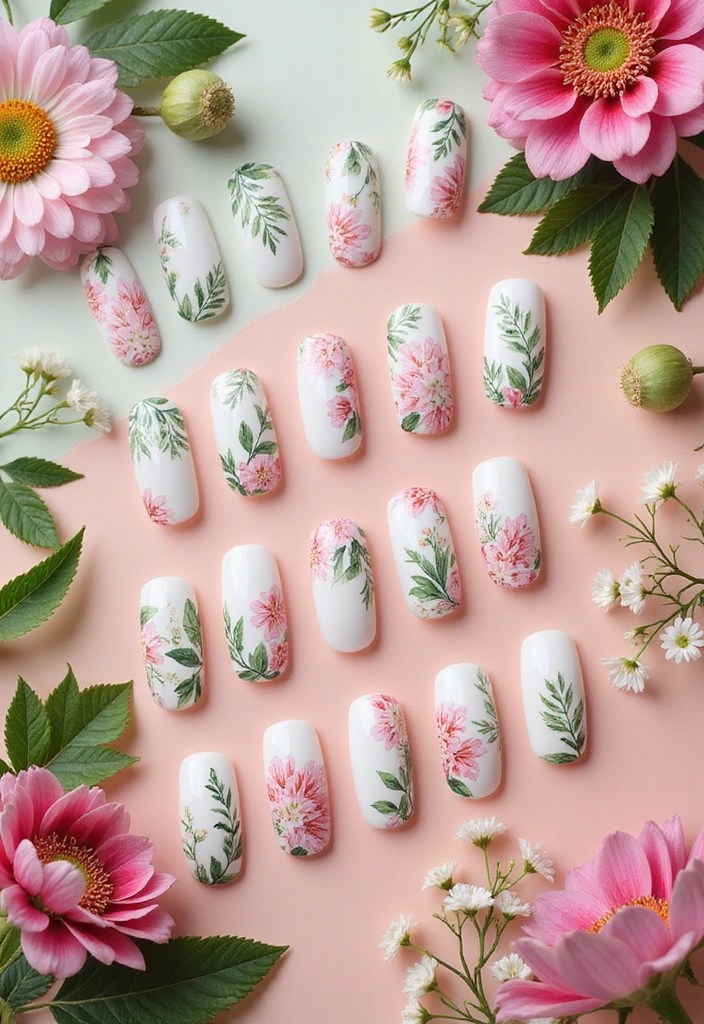 Soft Girl Pastels & Chrome Blossoms: The 8 Hottest Spring Nail Trends You Need to Try - 7. Botanical Nail Art