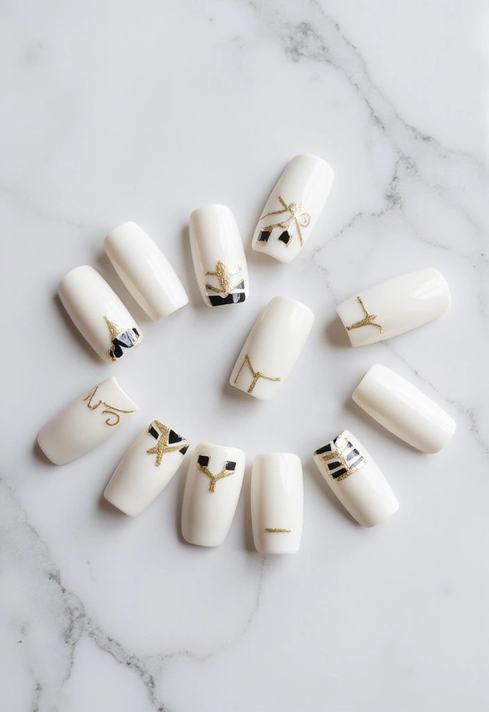 10 Elegant White Nail Polish Trends That Will Elevate Your Style Game! - 2. Minimalist Geometric Patterns