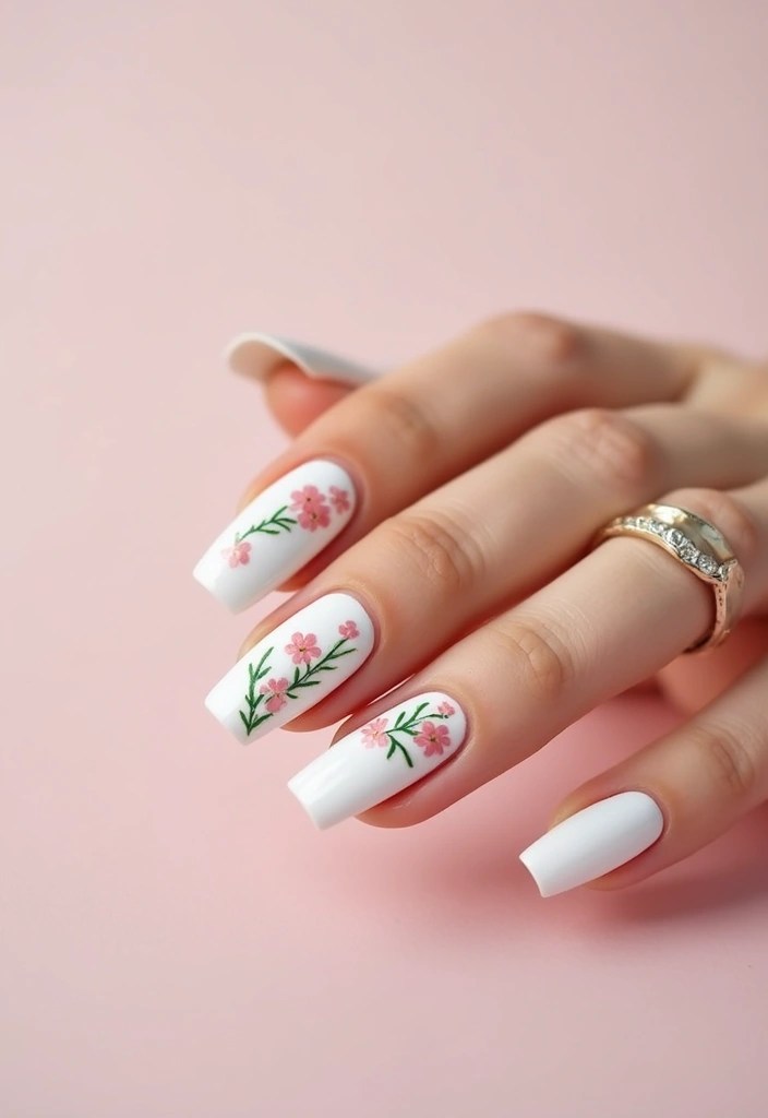 10 Elegant White Nail Polish Trends That Will Elevate Your Style Game! - 8. Floral White Nail Art