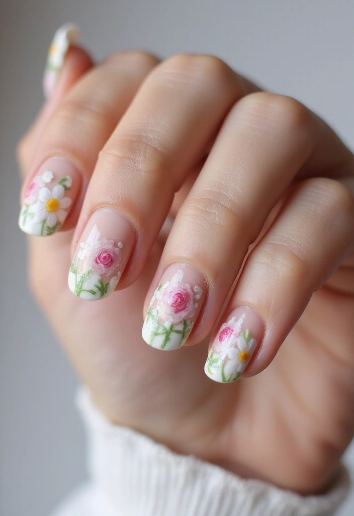 10 Scrapbook-Style Nail Art Ideas That Will Make Your Friends Jealous! - 1. Floral Fantasy