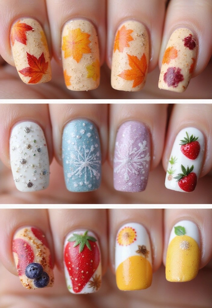 10 Scrapbook-Style Nail Art Ideas That Will Make Your Friends Jealous! - 10. Seasonal Splendor