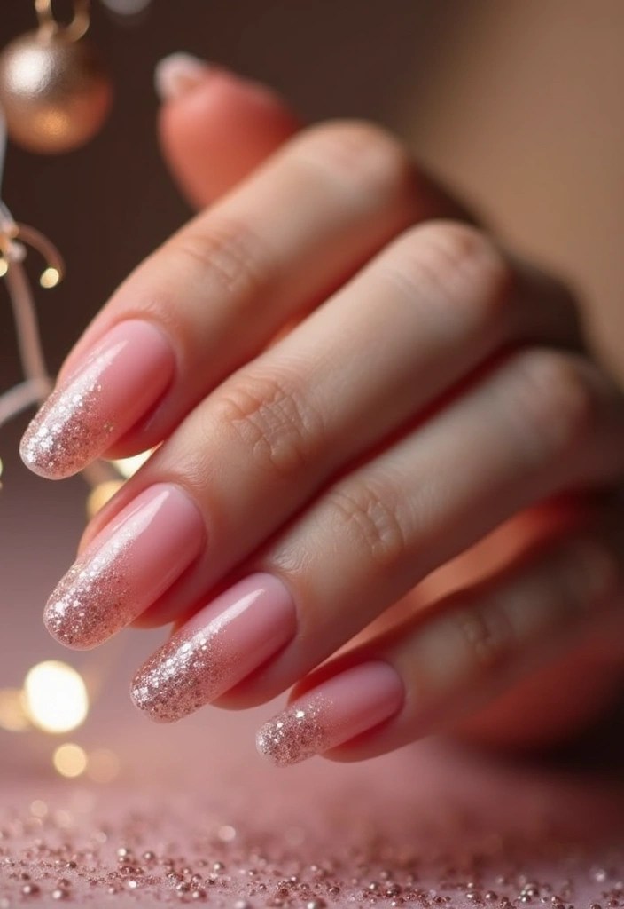 10 Soft French Manicure Inspirations That Will Steal Your Heart! - 8. Glittery Tips