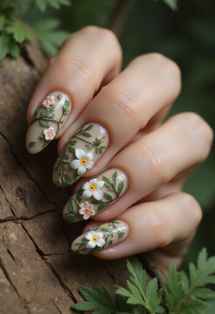 10 Trendy 3D Nail Art Ideas That Will Leave Everyone in Awe (You Won't Believe #4!) - 7. Nature-Inspired