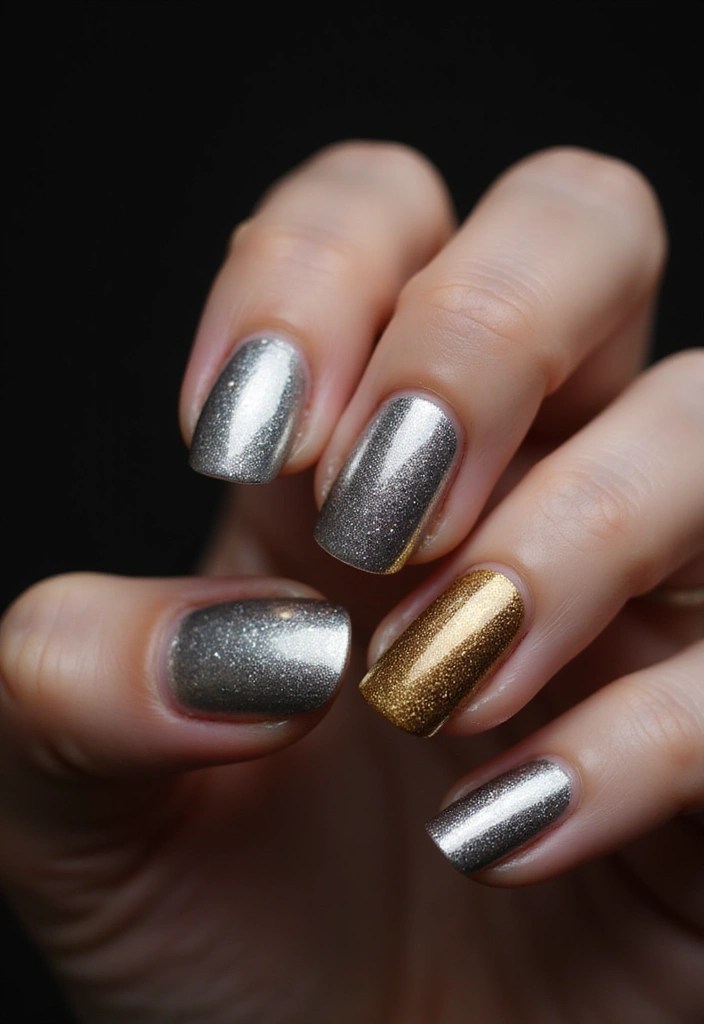 12 Must-See BIAB Nail Shape Trends That Will Elevate Your Nail Game! - 12. Sparkly Metallic Nails
