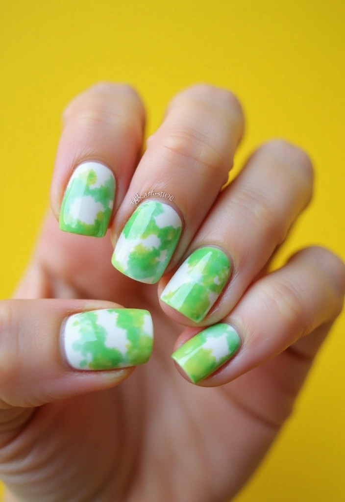 12 Sage Green Nail Designs That Will Make You Want to Paint Your Nails Right Now! - 9. Sage Green Tie-Dye