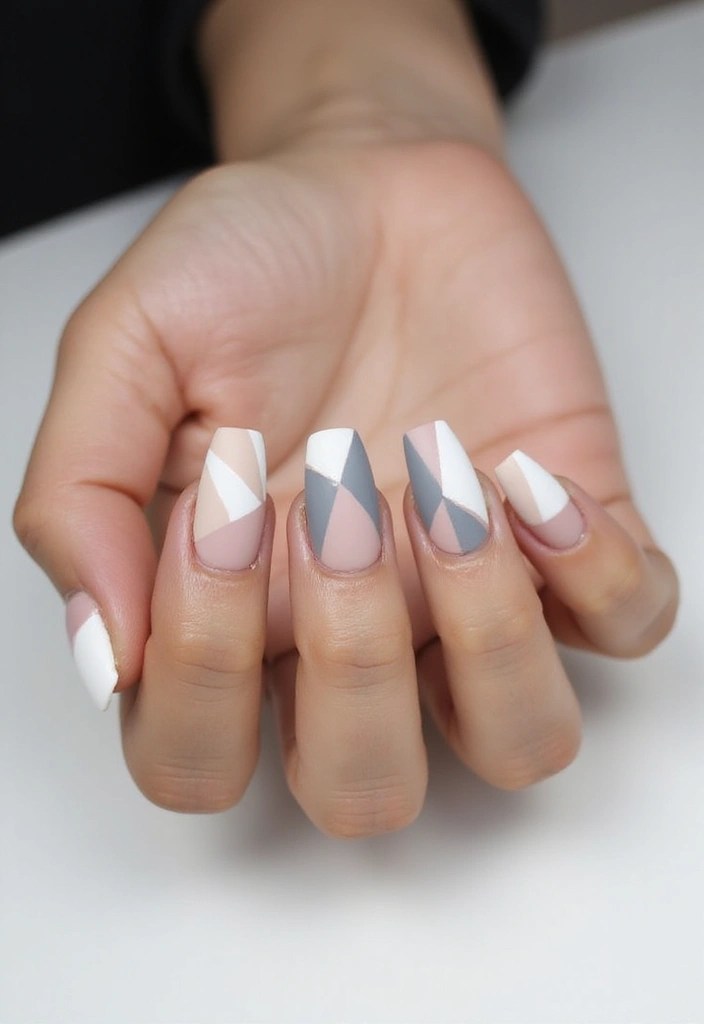 12 Stunning Neutral Nail Art Ideas That Will Make You Rethink Your Manicure! - 3. Geometric Patterns