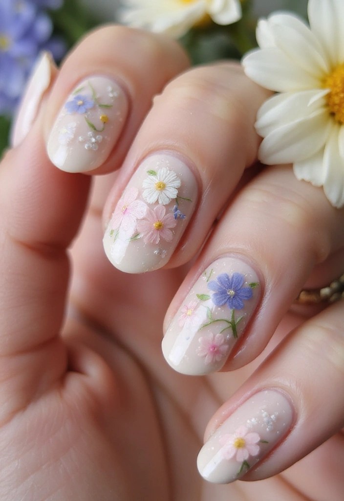 12 Stunning Neutral Nail Art Ideas That Will Make You Rethink Your Manicure! - 4. Delicate Floral Accents