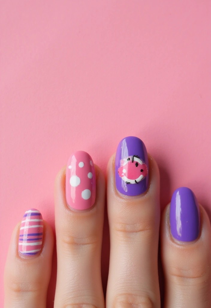 18 Gorgeous Biab Nails Color Combos That Will Make You Want to Switch It Up (#5 Is a Must-See!) - 10. Playful Pink & Purple