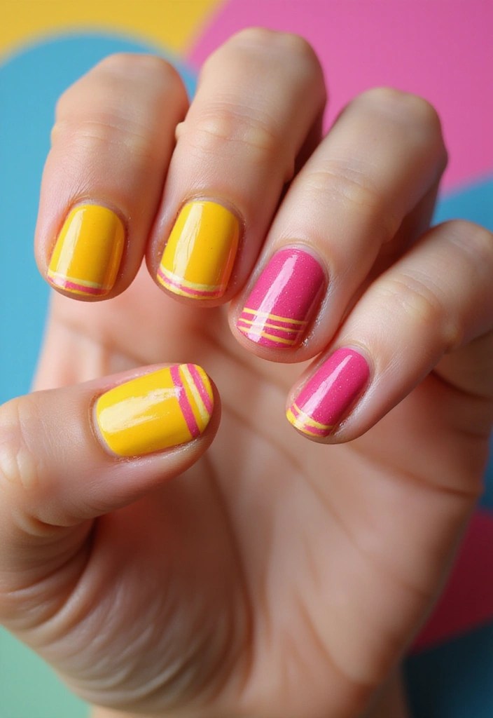 18 Gorgeous Biab Nails Color Combos That Will Make You Want to Switch It Up (#5 Is a Must-See!) - 14. Bright Yellow & Hot Pink