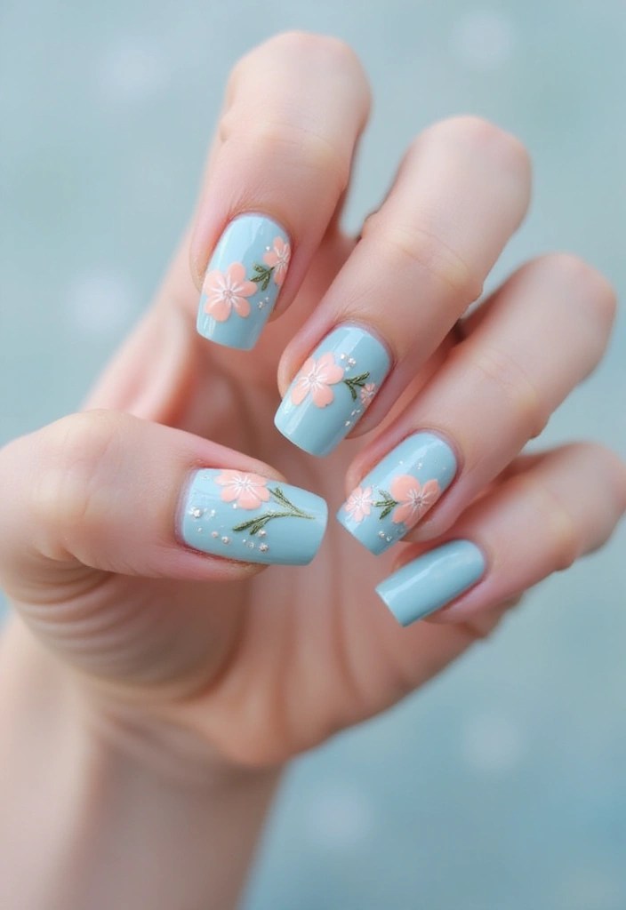 18 Gorgeous Biab Nails Color Combos That Will Make You Want to Switch It Up (#5 Is a Must-See!) - 15. Soft Blue & Peach