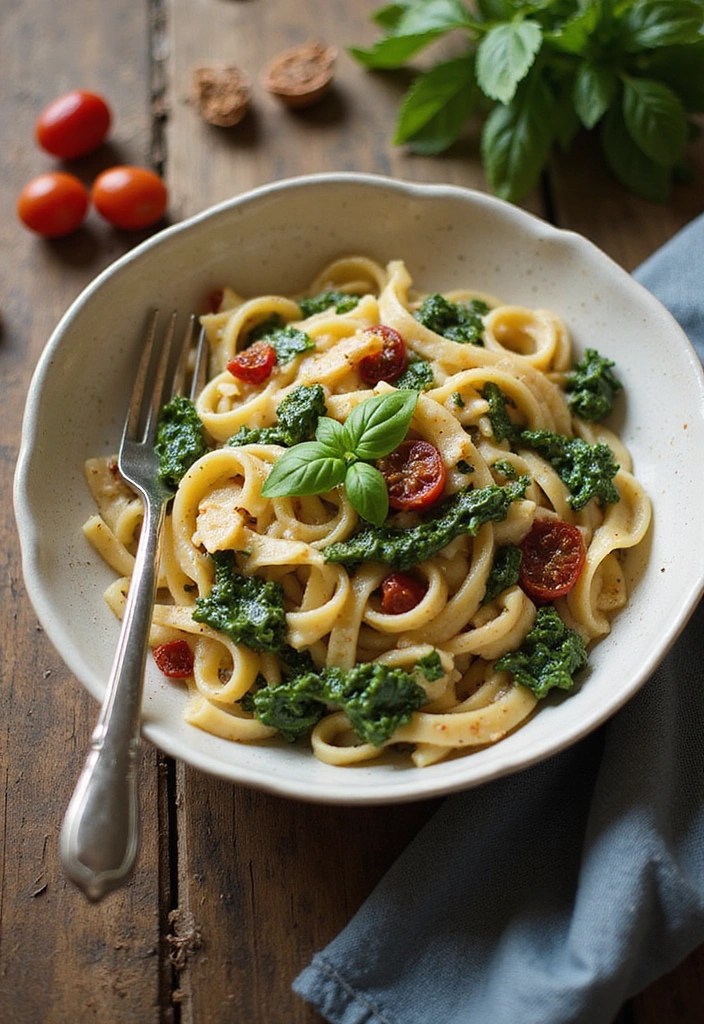 7 Quick Easy Vegan Dinners That Are Delicious and Nutritious (You Won't Believe #5!) - 1. Creamy Vegan Pasta with Spinach and Sun-Dried Tomatoes