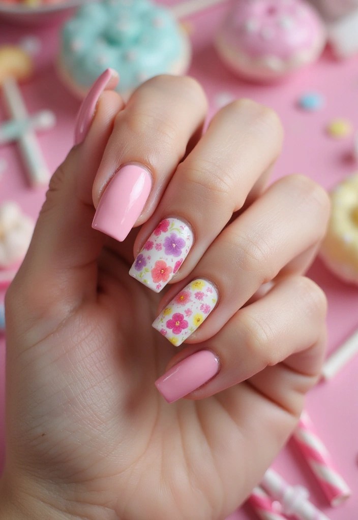 Blush & Bloom: 15 Coquette Spring Nail Trends You’ll Want to Screenshot ASAP - 14. Sweet Candy Floral
