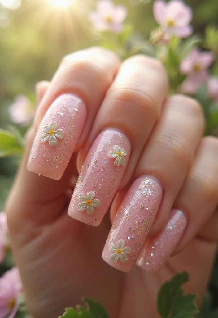 Blush & Bloom: 15 Coquette Spring Nail Trends You’ll Want to Screenshot ASAP - 6. Glittering Blossoms