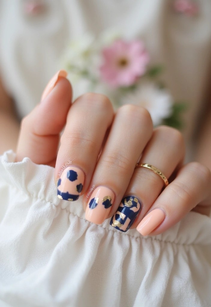 Soft Pastels & Bold Tips: 8 Spring 2025 Nails for Your Cottagecore Daydreams - 4. Soft Peach with Geometric Accents