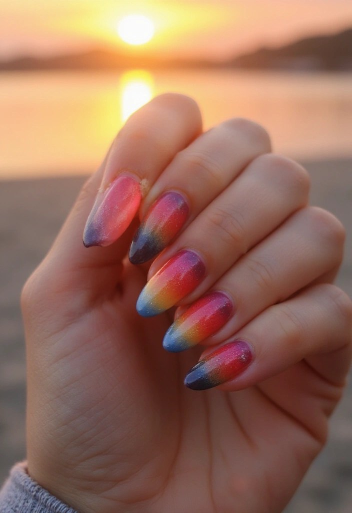 10 Almond Nail Designs That Will Make You Want to Book Your Next Manicure This Summer ASAP! - 1. Sunset Ombre
