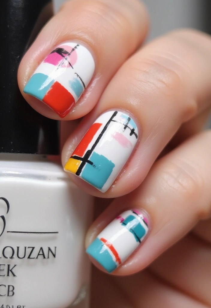 10 Easy White Spring Nails Tutorials for a Flawless Look! - 3. Geometric White Lines