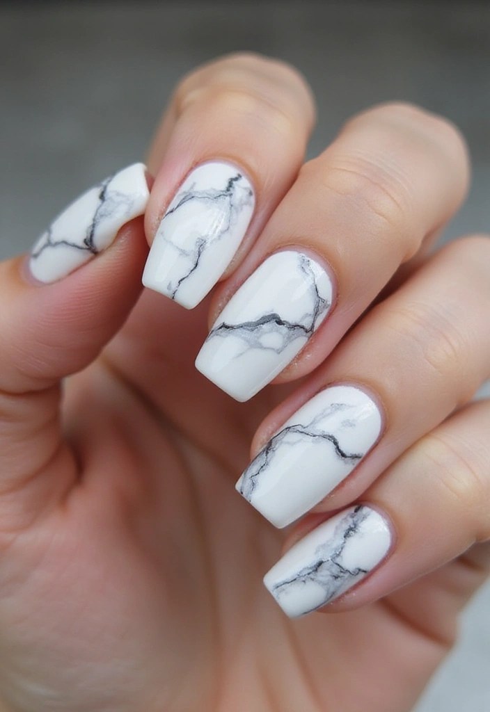 10 Easy White Spring Nails Tutorials for a Flawless Look! - 4. White Marble Effect