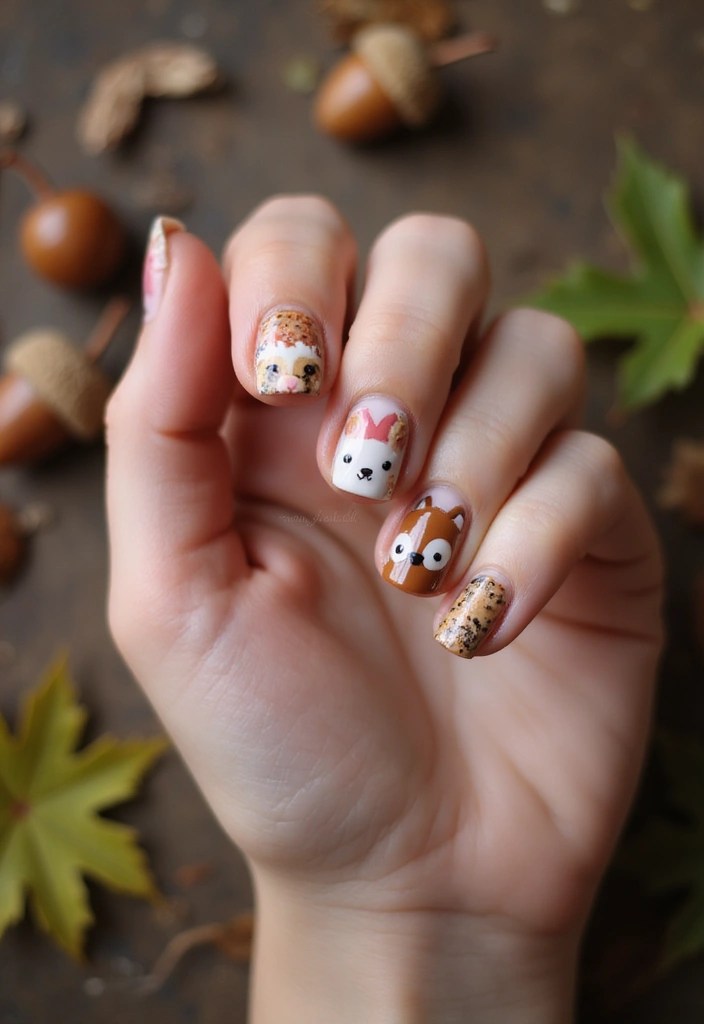 10 Enchanting Fairy Inspired Nails That Will Transport You to a Magical Realm! - 9. Woodland Creatures