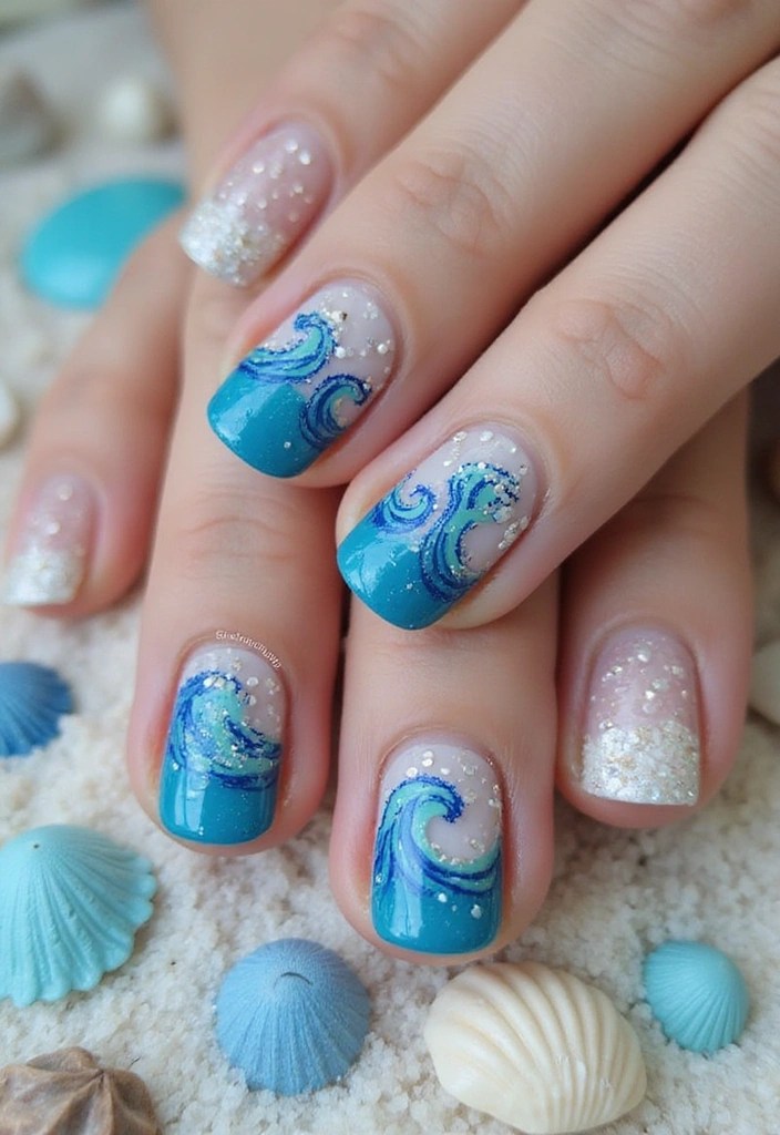 10 Nail Art Summer Shape Trends Every Baddie Needs to Try! - 8. Ocean-Inspired Designs
