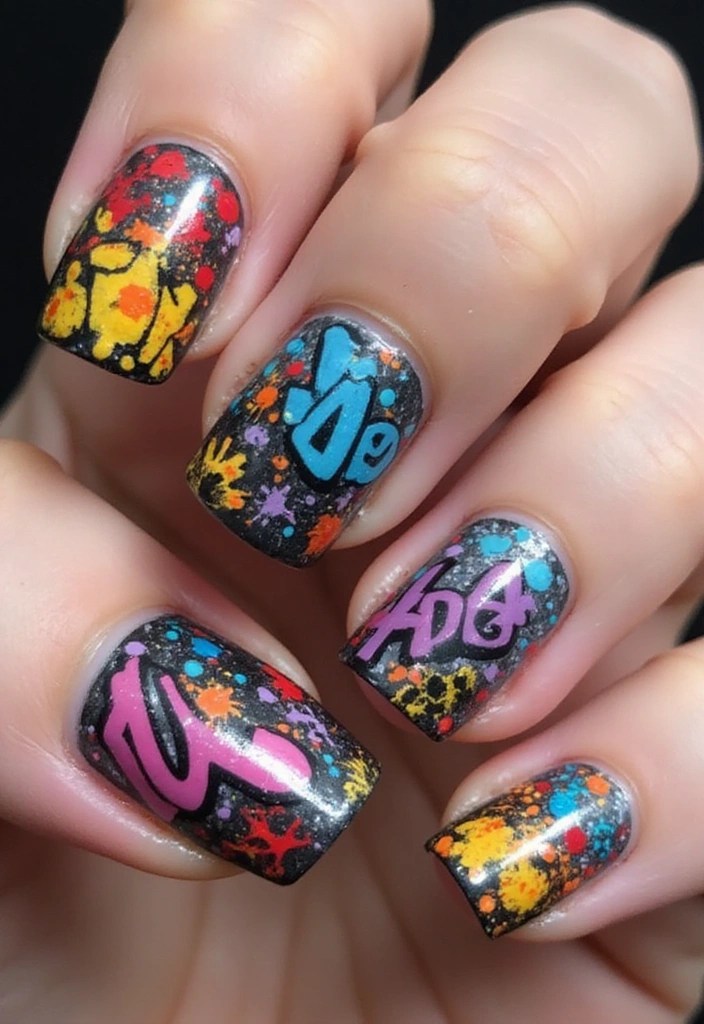 10 Simple Edgy Nails That'll Make You Stand Out Instantly! - 4. Graffiti Art