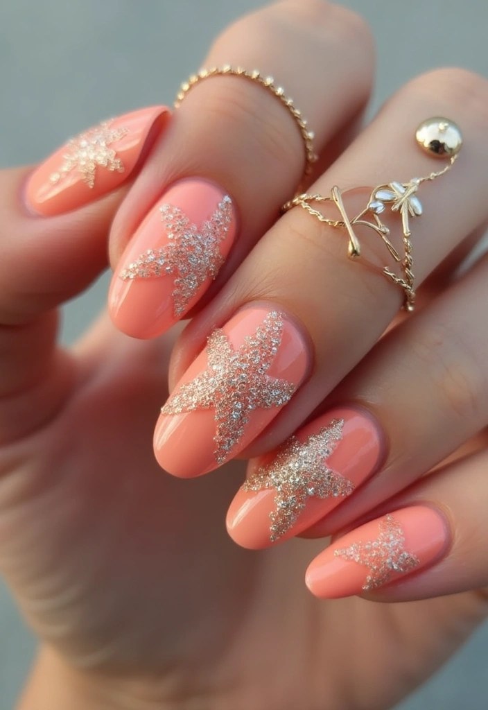 10 Stunning Beach-Themed Nail Art Designs That Will Make Waves This Summer! - 9. Starfish Chic