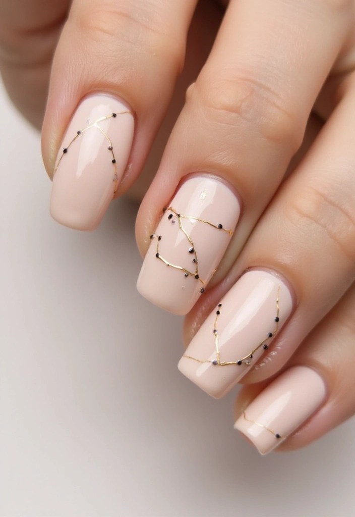10 Stunning Gold Nude Nail Designs You Have to Try (Your Friends Will Be Jealous!) - 4. Minimalist Lines