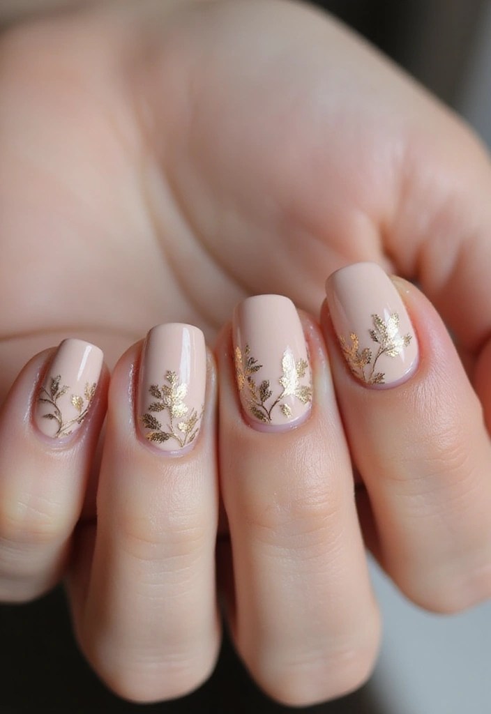 10 Stunning Gold Nude Nail Designs You Have to Try (Your Friends Will Be Jealous!) - 5. Floral Elegance