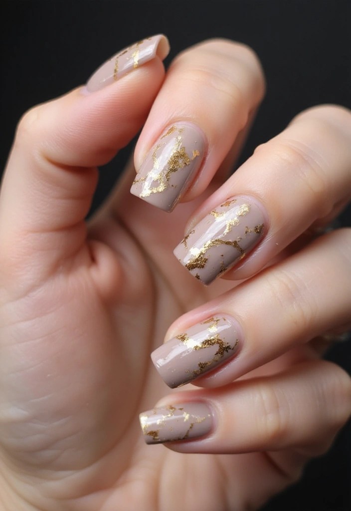 10 Stunning Gold Nude Nail Designs You Have to Try (Your Friends Will Be Jealous!) - 6. Marble Effect