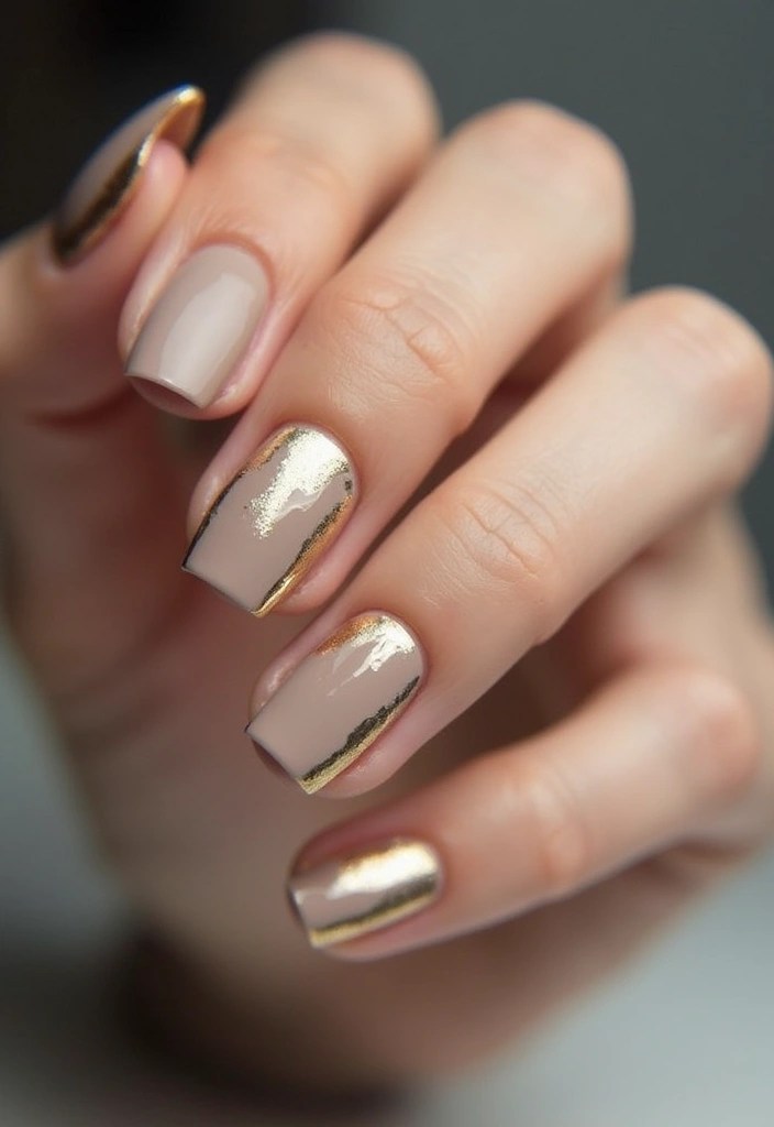 10 Stunning Gold Nude Nail Designs You Have to Try (Your Friends Will Be Jealous!) - 9. Metallic Tips
