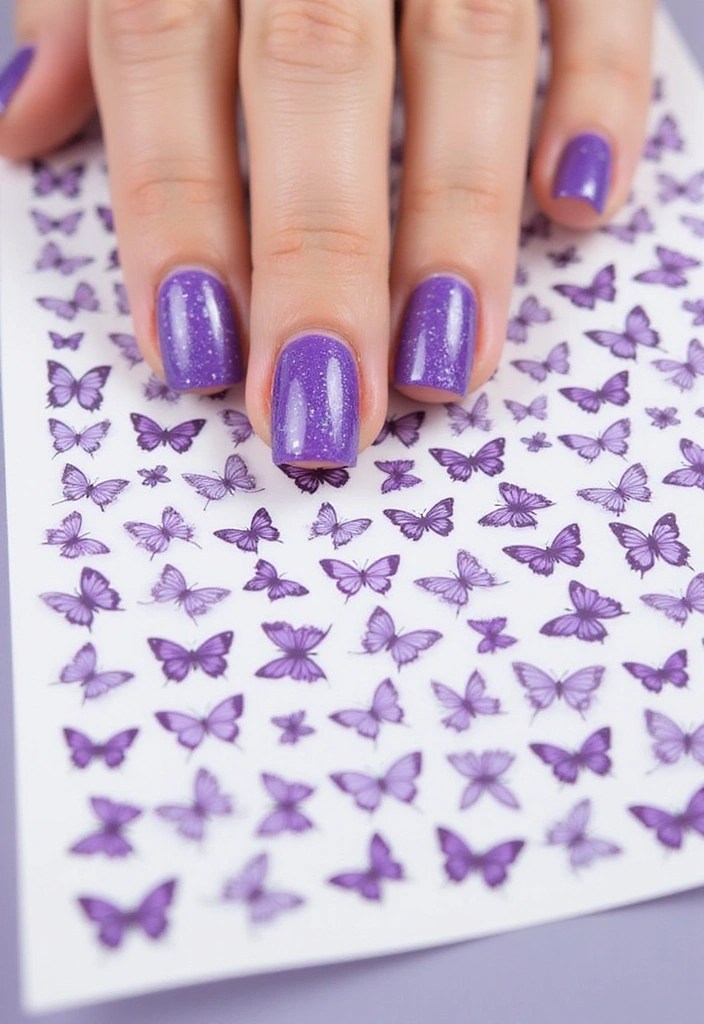 10 Stunning Purple Butterfly Nails That Will Make You Flutter with Joy! - 10. Butterfly Nail Wraps