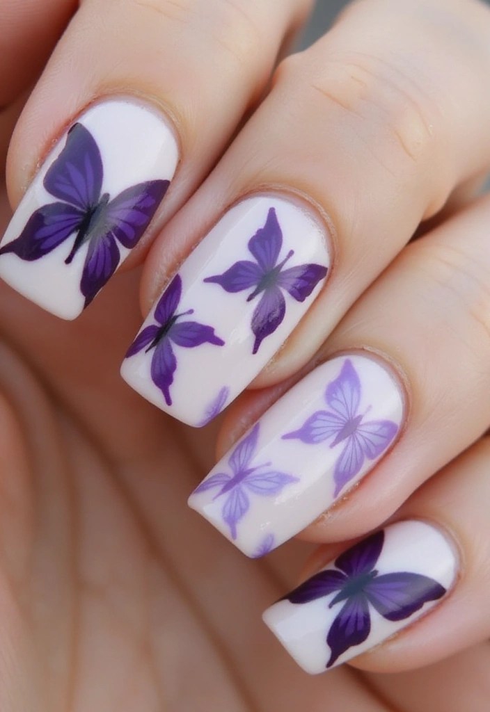 10 Stunning Purple Butterfly Nails That Will Make You Flutter with Joy! - 5. Minimalist Butterfly Chic