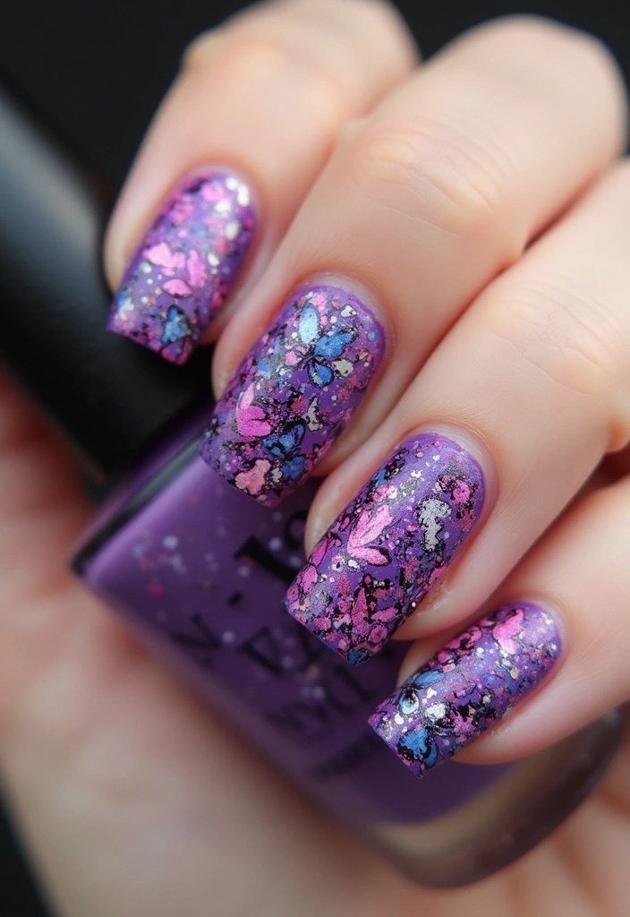 10 Stunning Purple Butterfly Nails That Will Make You Flutter with Joy! - 8. Abstract Butterfly Patterns