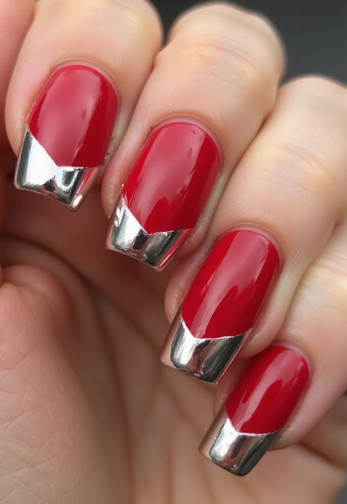 10 Stunning Red Nail Designs with Chrome Finish That Will Steal the Show! - 1. Classic Red Chrome Tips