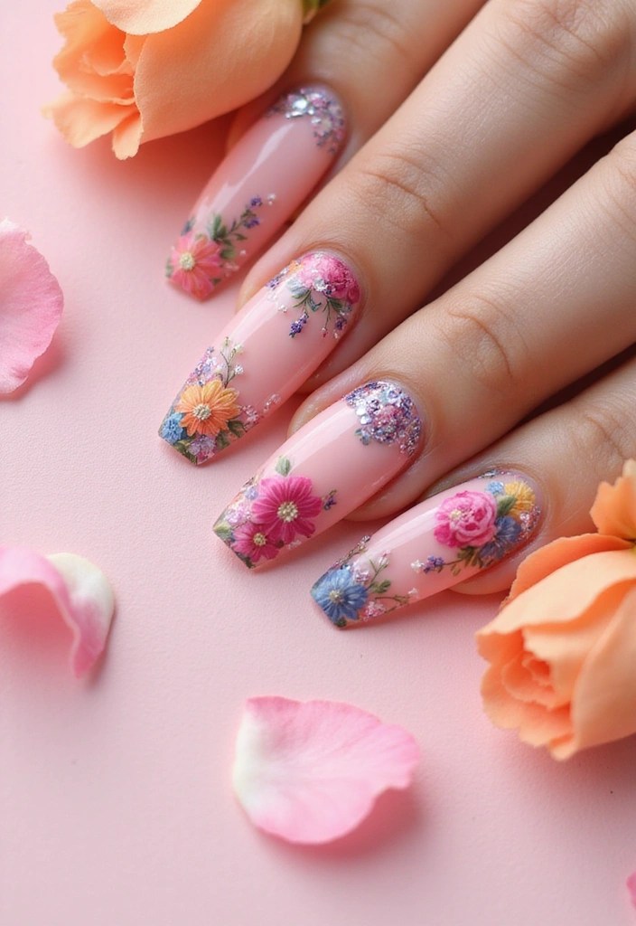 10 Stunning Stiletto Acrylic Nail Designs That Will Turn Heads! - 2. Floral Elegance