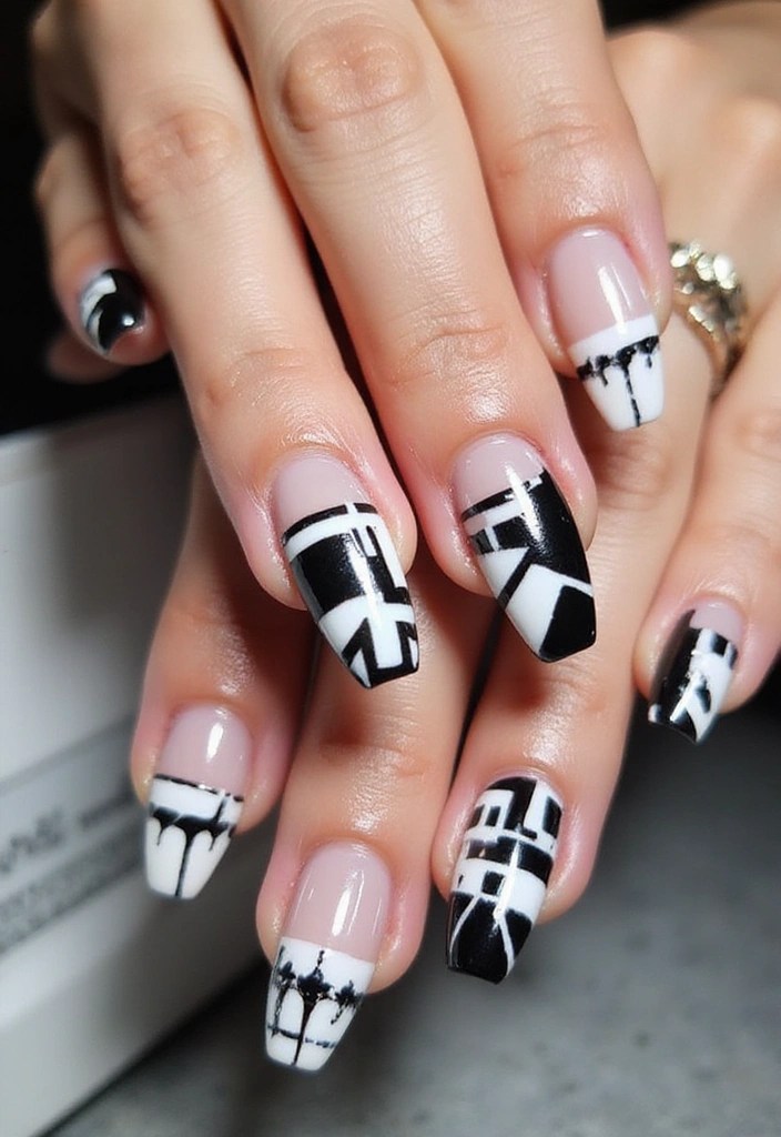 10 Stunning Stiletto Acrylic Nail Designs That Will Turn Heads! - 8. Geometric Lines