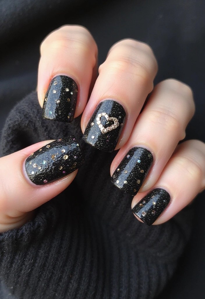 10 Trendy Black Heart Nail Designs to Rock This Weekend (Trust Us on #5!) - 8. Textured Black Heart Nails