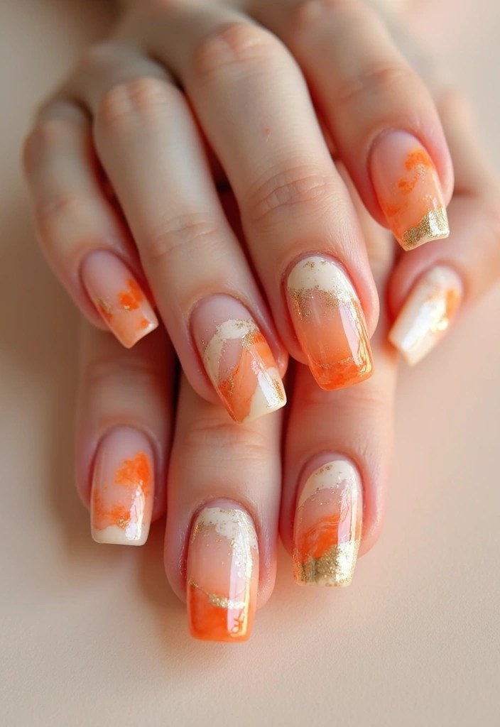 10 Vibrant Orange Fruit Nails That Will Make You Yearn for Summer! - 5. Abstract Orange Patterns